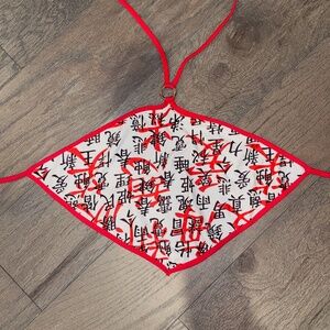 white character print halter top